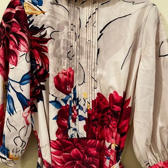 Wayward Fancies Bracelet Sleeve Floral Print Crepe Dress M - Picture 4 of 8